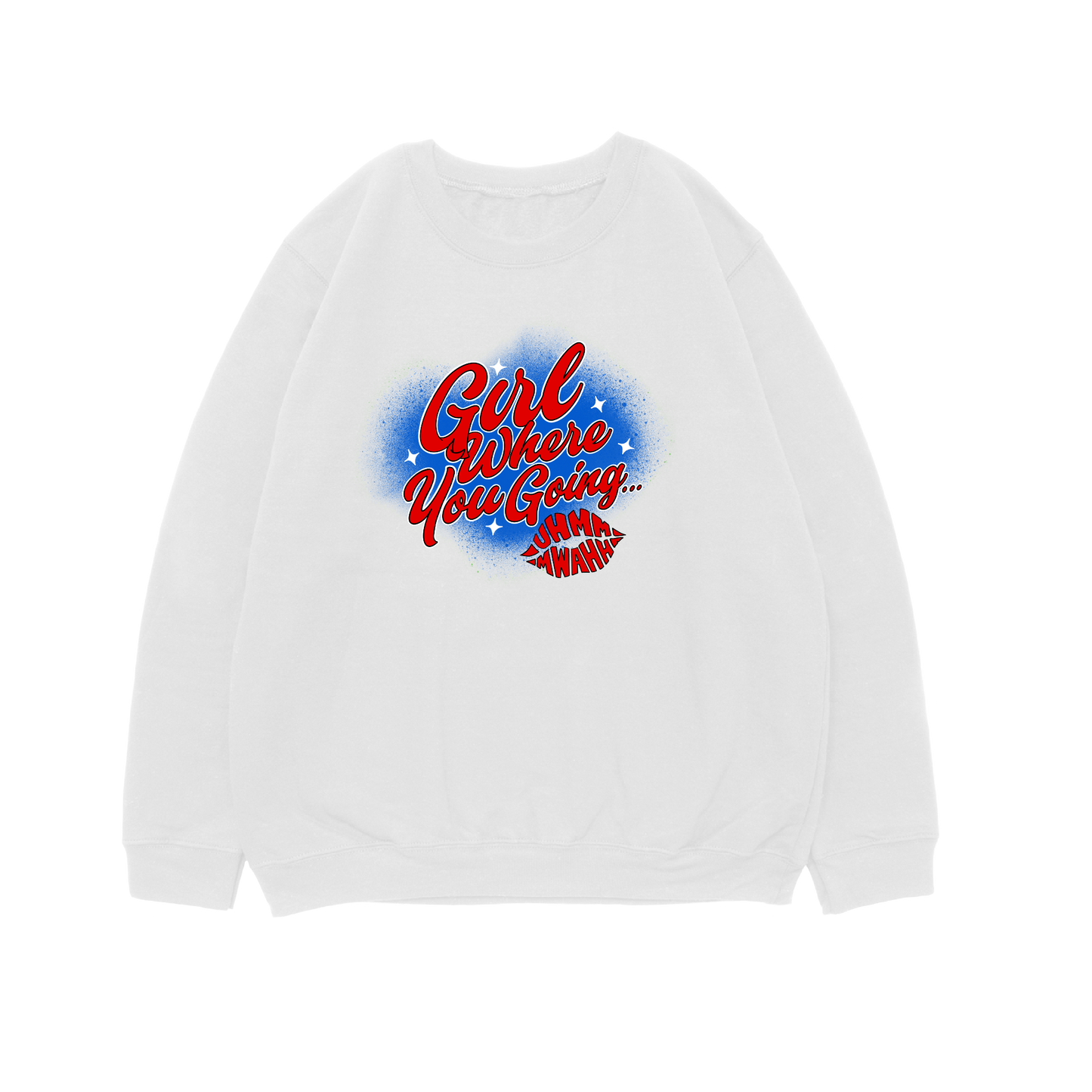 GWYG RWB Crewneck 100% ringspun - WHITE