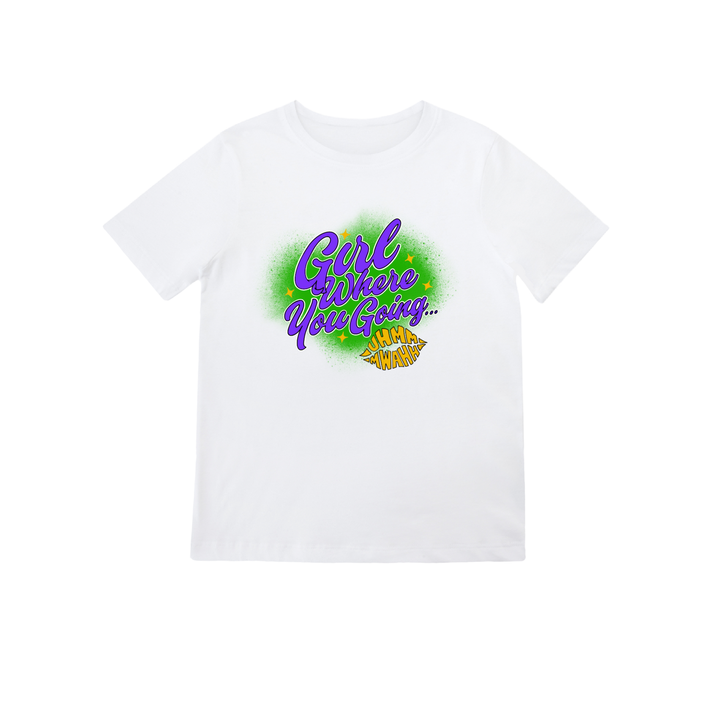 GWYG Mardi Gras Tee 100% ringspun - WHITE