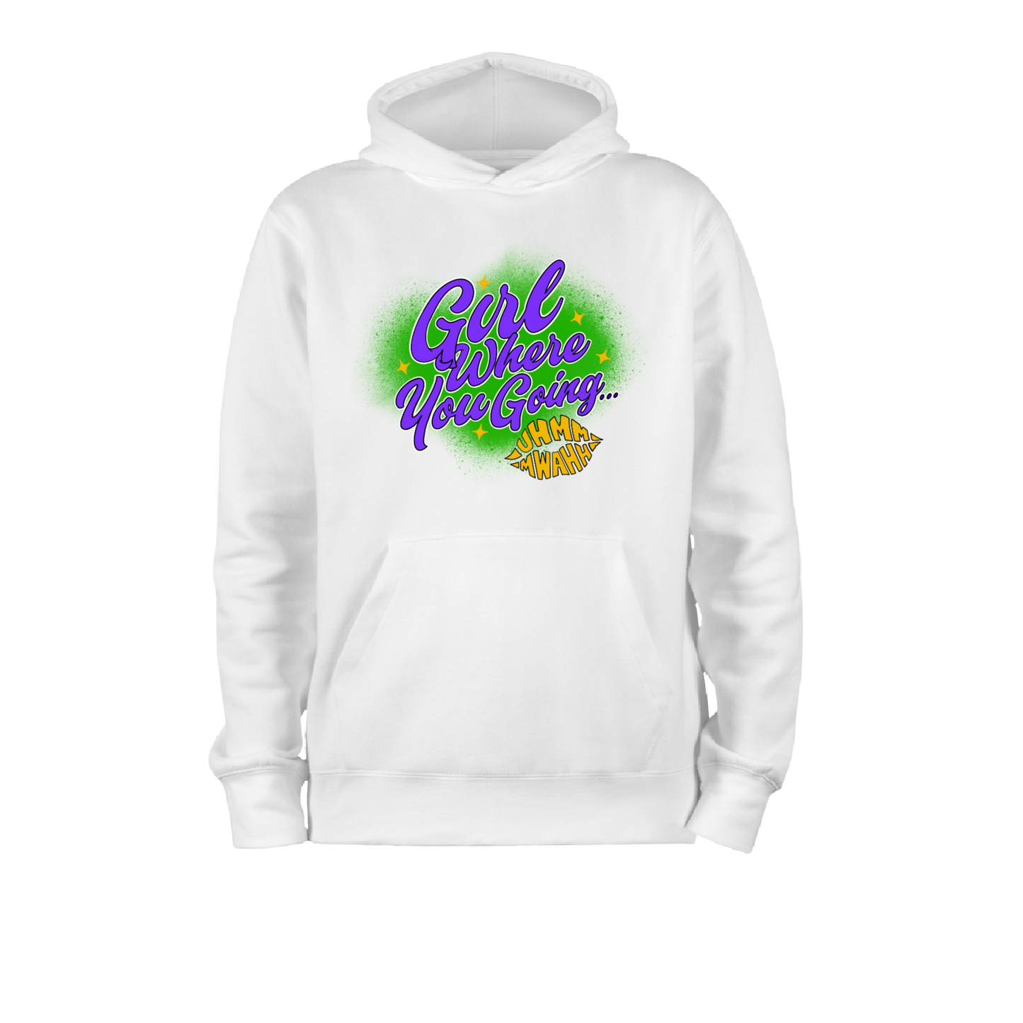 GWYG Mardi Gras Hoodie 100% ringspun - WHITE