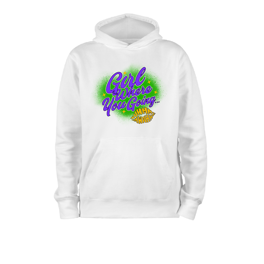 GWYG Mardi Gras Hoodie 100% ringspun - WHITE