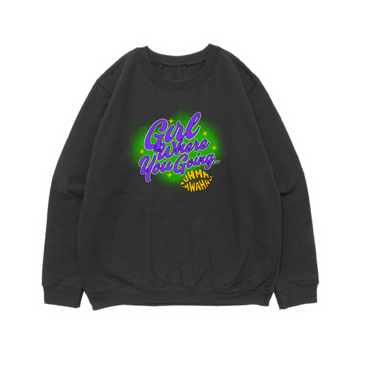 GWYG Mardi Gras Crewneck 100% ringspun - BLACK