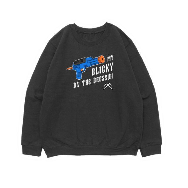 Blicky On The Dressuh Crewneck 100% ringspun - BLACK