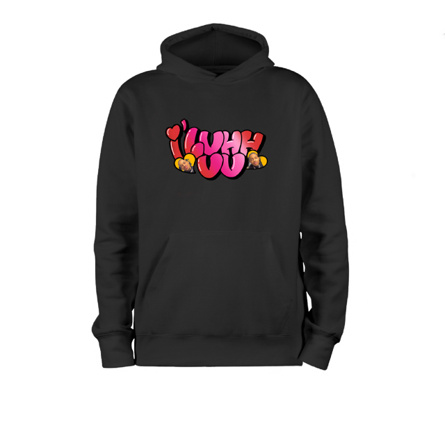 I LUHH UU Hoodie 100% ringspun - BLACK