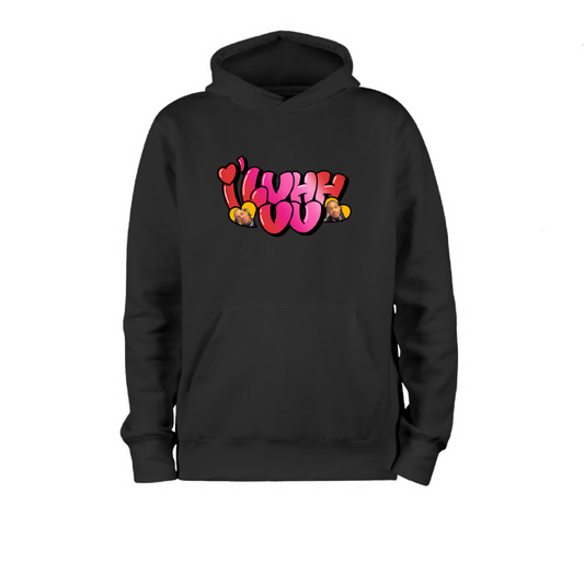 I LUHH UU Hoodie 100% ringspun - BLACK