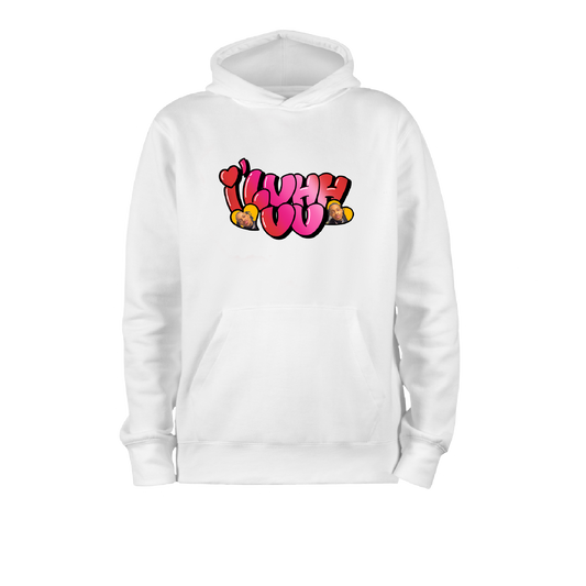 I LUHH UU Hoodie 100% ringspun - WHITE