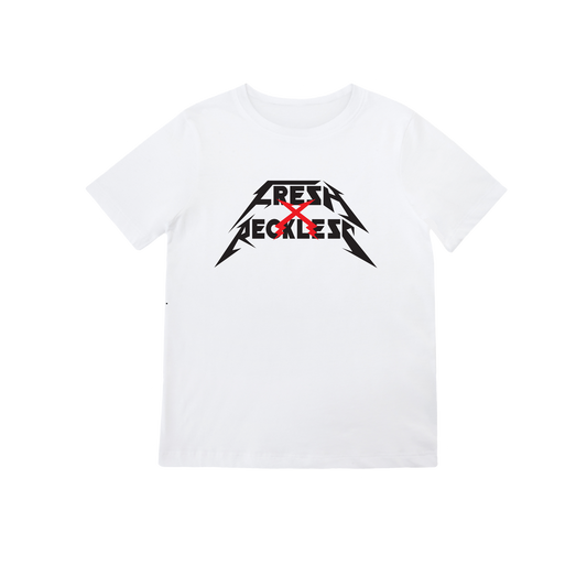 Fresh X Reckless Logo Tee 100% ringspun - WHITE