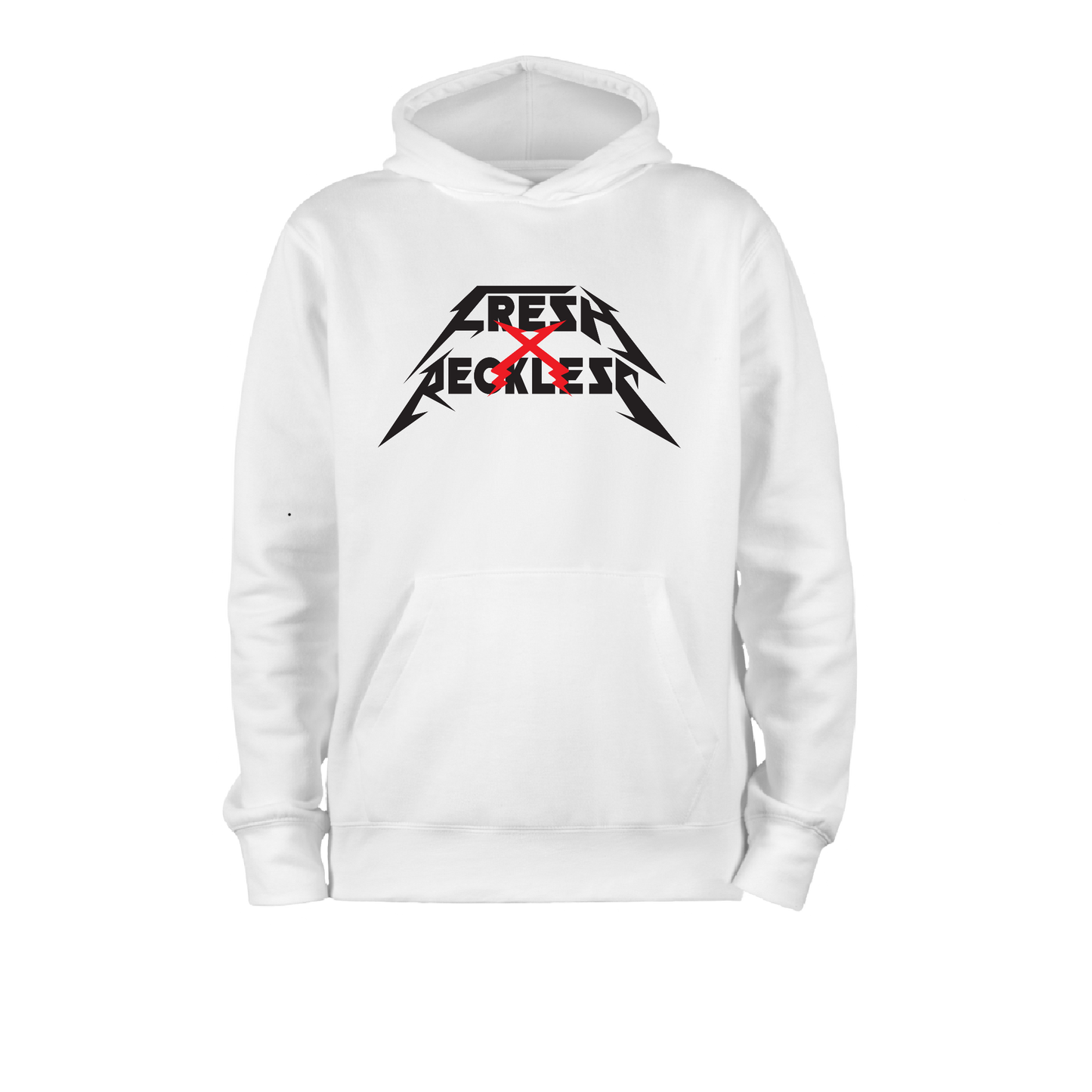 Fresh X Reckless Logo  Hoodie 100% ringspun - WHITE