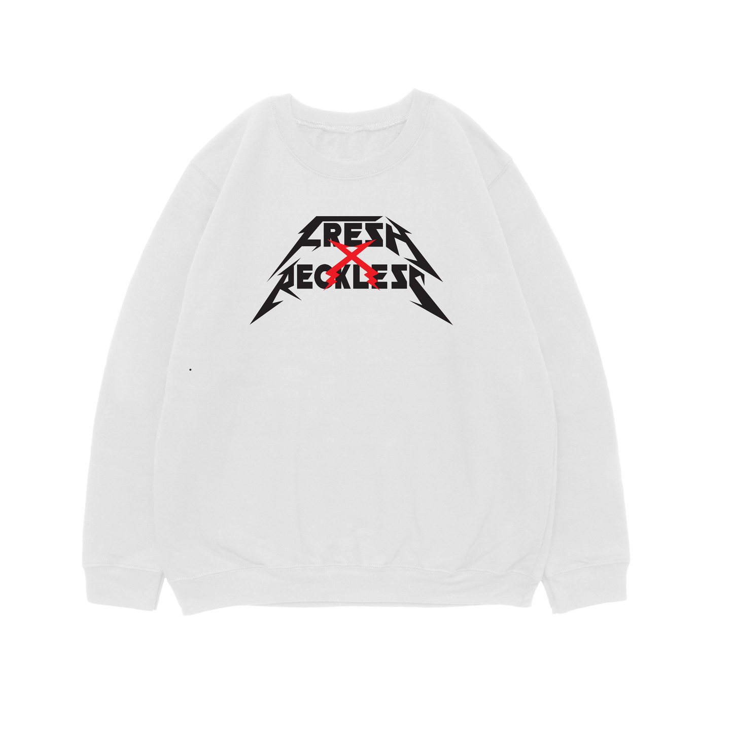 Fresh X Reckless Logo Crewneck 100% ringspun - WHITE