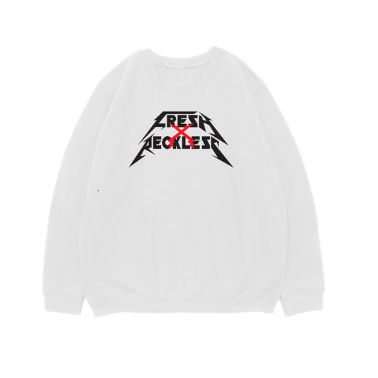 Fresh X Reckless Logo Crewneck 100% ringspun - WHITE