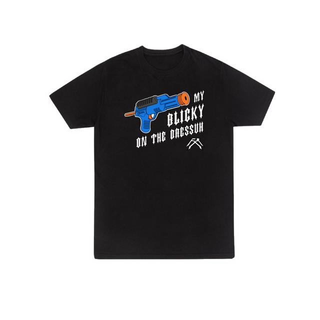 Blicky On The Dressuh Tee 100% ringspun - BLACK