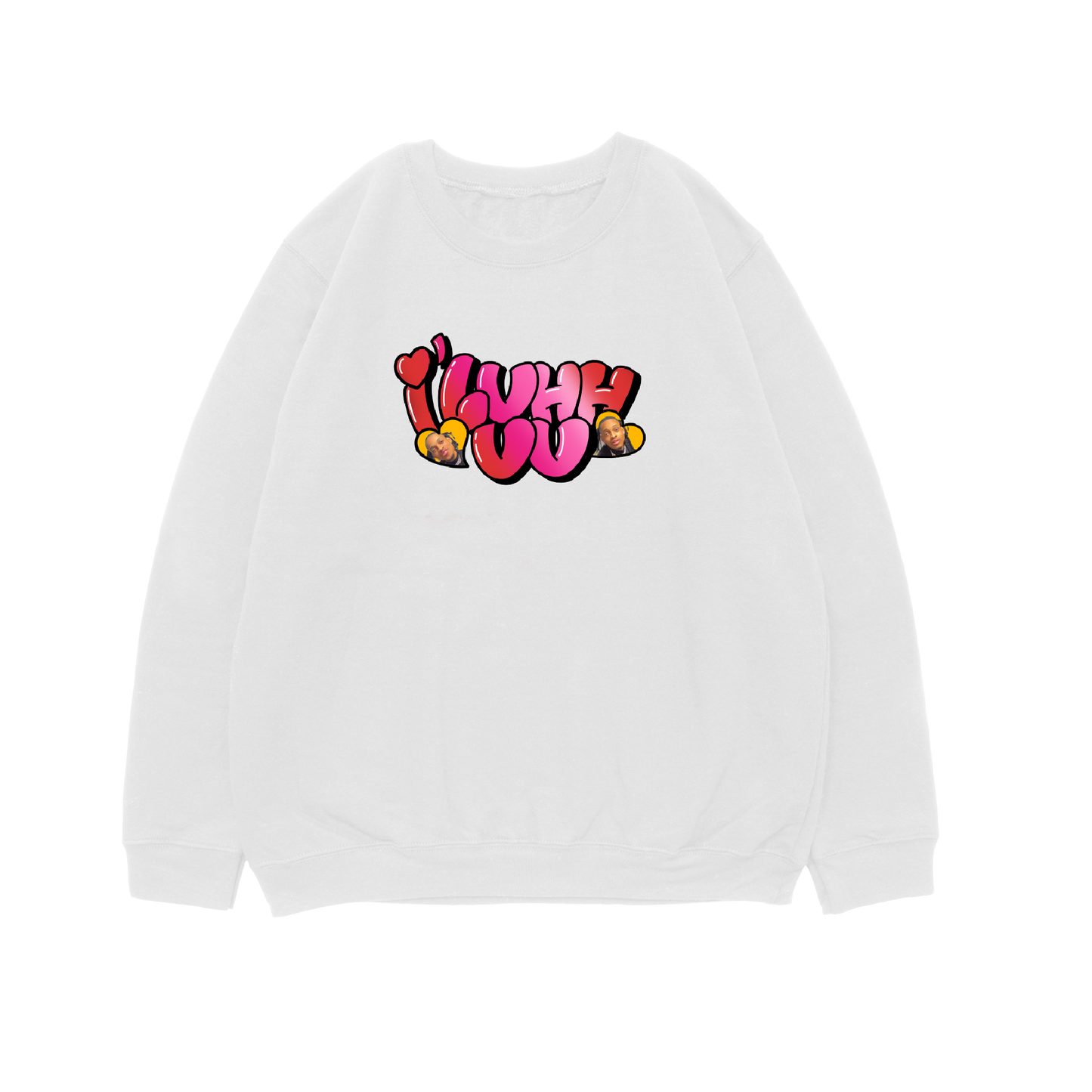 I LUHH UU Crewneck 100% ringspun - WHITE