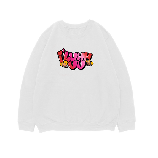 I LUHH UU Crewneck 100% ringspun - WHITE